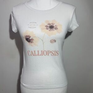 American Eagle “Calliopsis” Floral Ribbed Knit Tee — Size Medium
